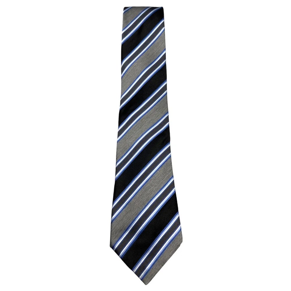 Ascot 100% Silk Dress Tie Made in Italy Bold Abstract‎ Stripe Pattern 60